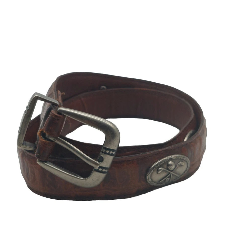 Cinturón de golf clásico marrón importado de cuero italiano talla 42  Foto 2 de 4