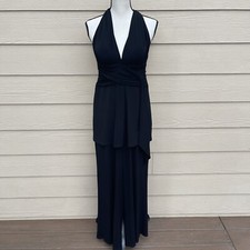 White House Black Market Overlay Jumpsuit Size 6 Draped Neckline Sleeveless