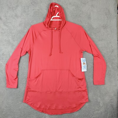 Women s Pink Laguna Long Sleeve Hooded Pullover Size Large Sun Protection