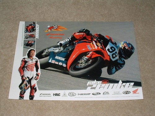 Póster Jake Zemke #98 Honda 2006 CBR600RR 1000RR HRC