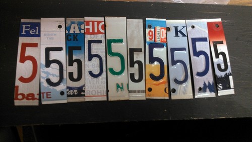 LOT OF 10 LICENSE PLATE NUMBER 5 FOR ARTS AND CRAFTS PROJECTS SIGNS