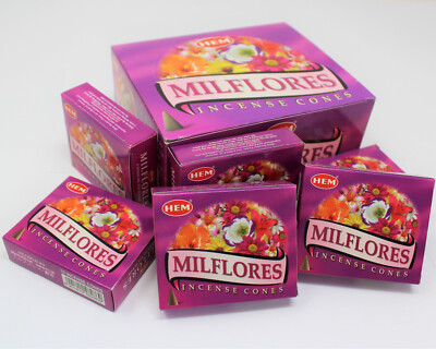 Hem Milflores Incense Cones: Choose 30 60 100 or 120, HEM BRAND Free Shipping!
