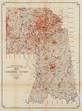 18" x 24" 1903 Map Showing Progress Of Allotment In Cherokee Nation