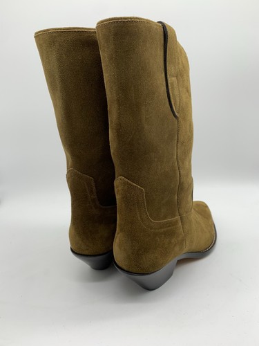 ISABEL MARANT Dahope boots UK 6 EU39 NEW Suede cowboy roper khaki suede mid calf - Picture 8 of 17