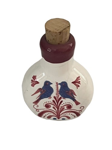 Vintage Ceramic Pottery Perfume Potion Bottle Mini Corked Love Birds 2.5” - 第 9/10 張圖片