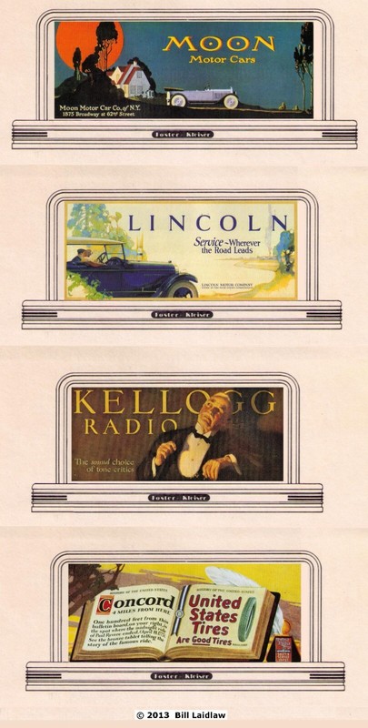 Roadside billboards HO or OO scale signs #39, Lincolns / Moon Motorcar / Kellogg