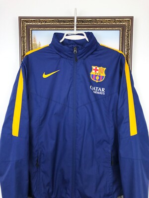 Nike FC barcelona Football Jacket Soccer Blue Track Top Mens Zip