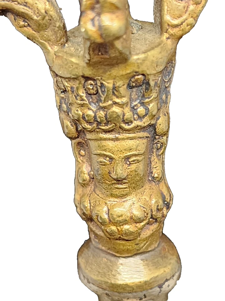 Sino Ritual Tibetano – Ghanta de Bronze Antigo com Cabo Vajra e Mantra Completo Dentro - Imagem 3 de 4