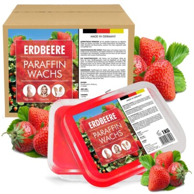 Paraffin Wachs Schale 2 x 1000ml Erdbeere Duft Bad Block Maniküre Nägel