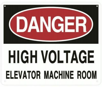 HIGH Voltage Elevator Machine Room Sign (Reflective, White 10x12)-REF24-1027