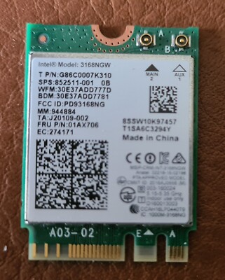 Intel 3168NGW Dual Band WLAN Karte