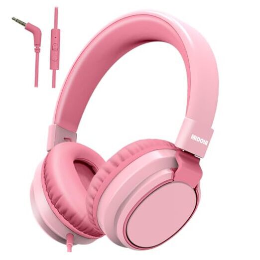 Headphone Kids Volume Limited 85/110dB Wired Over-Ear/On-Earr Foldable Pink