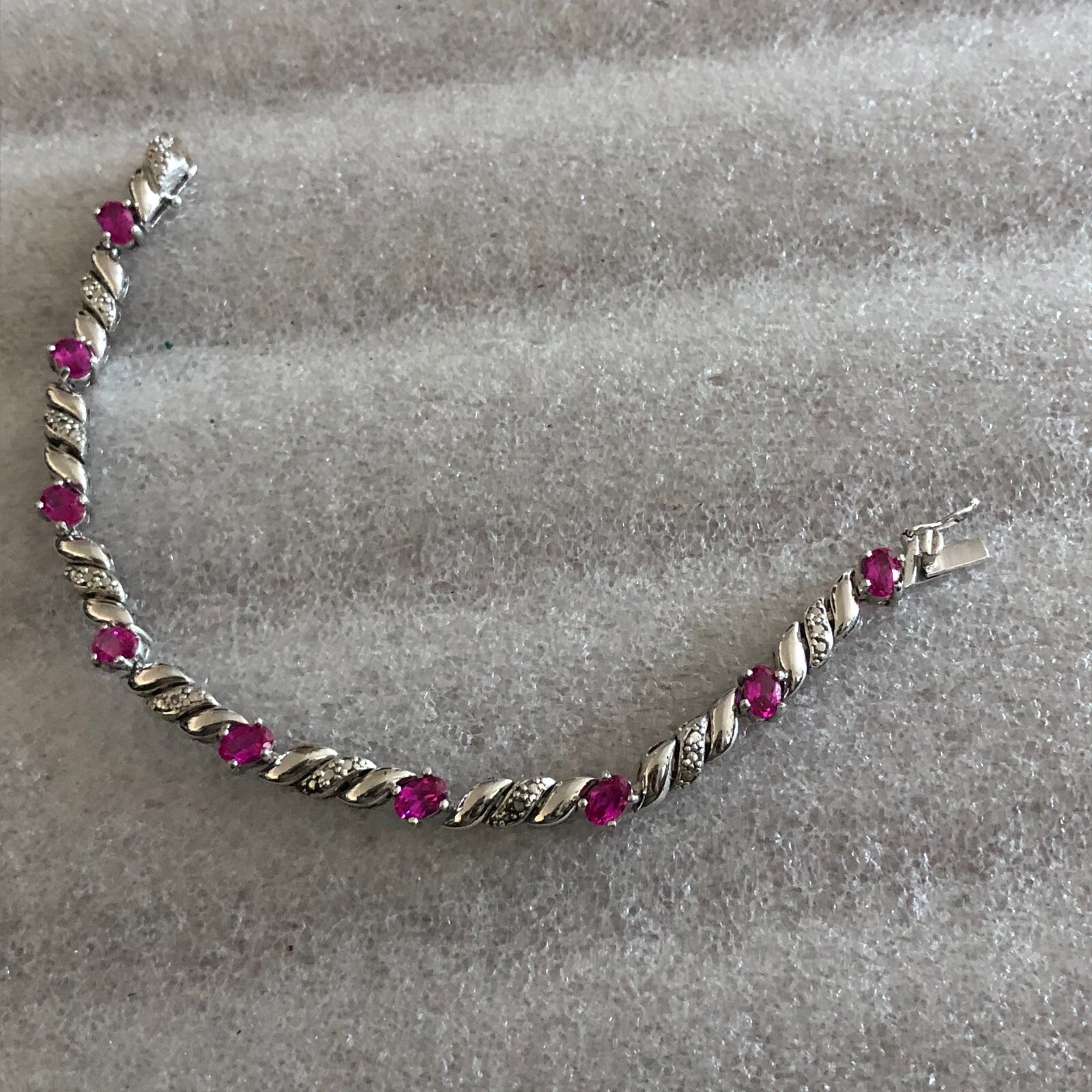Fas 925 Signed FAS 925 Silver Pink Sapphire Bracelet | eBay