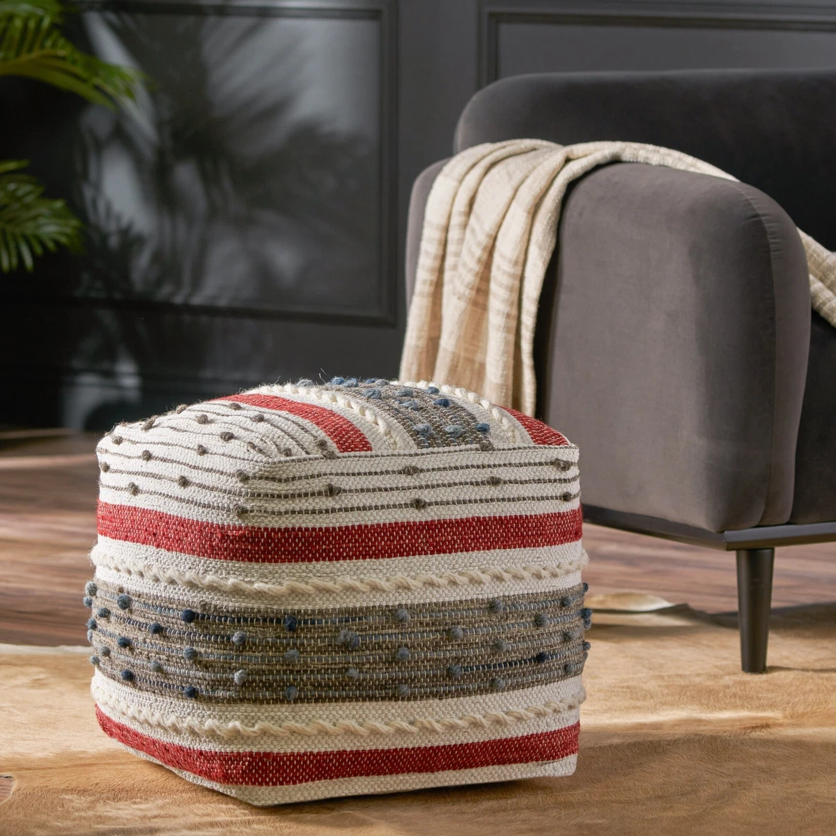 Fabric cube ottoman pouf online