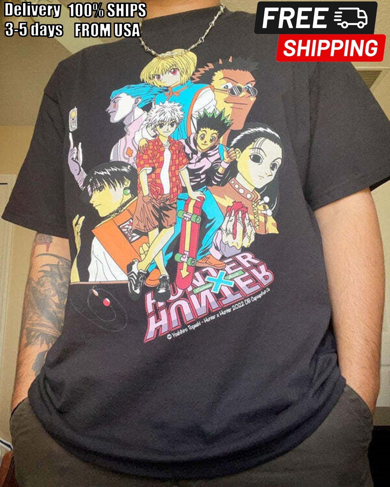 Hunter X Hunter Anime Manga black T shirt 90s Rare design Unisex NH14739