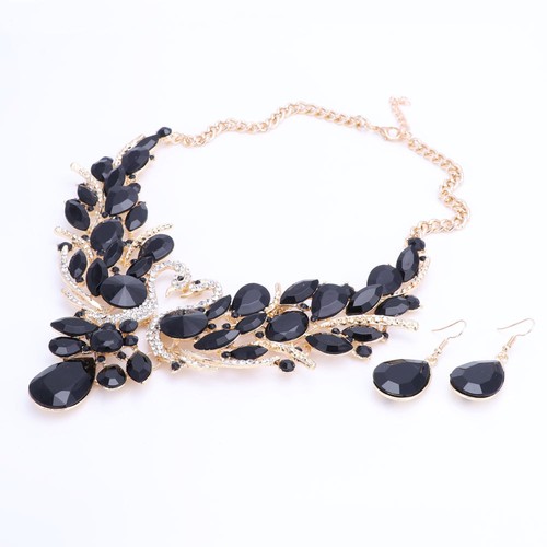 Juegos de Joyería de Cristal para Novia Cisne Collar Pendientes Mujeres Regalo Fiesta - Imagen 21 de 85