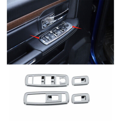 For Dodge Ram 1500 2010-2017 chrome Silver Glass Window Lifting Lock Panel Trim