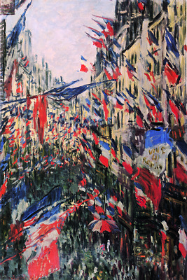 Claude Monet - Rue Montorgueil Decked Out with Flags (1878) Canvas Poster 16x24