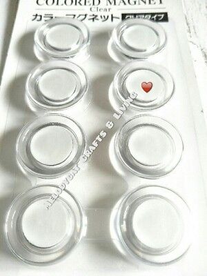 15PCS Clear Magnetic Buttons Fridge Whiteboard Magnets WhiteRing White 15mm 