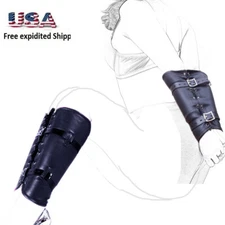 PU Leather Lace Up Leg Arm Binder Back Glove Restraint Handcuffs Adjustable BDSM