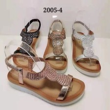 NEW LADIES SUMMER SANDALS COMFORT DIAMANTE FLAT LOW HEEL WEDGE WOMENS SHOES SIZE