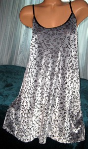 Silver-Black-Burnout-Velvet-Nightgown-Slip-Chemise-1X-2X-Short-Gown-Plus