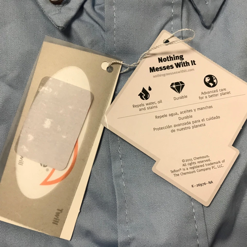 Featherlite Men’s Button Down Shirt Size 2XL Blue Longsleeve Stain Resistant New - Image 3 of 4