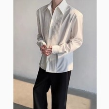 Men's Fashion Long Sleeve Loose Shirt Youth Casual Oversize Blouse top