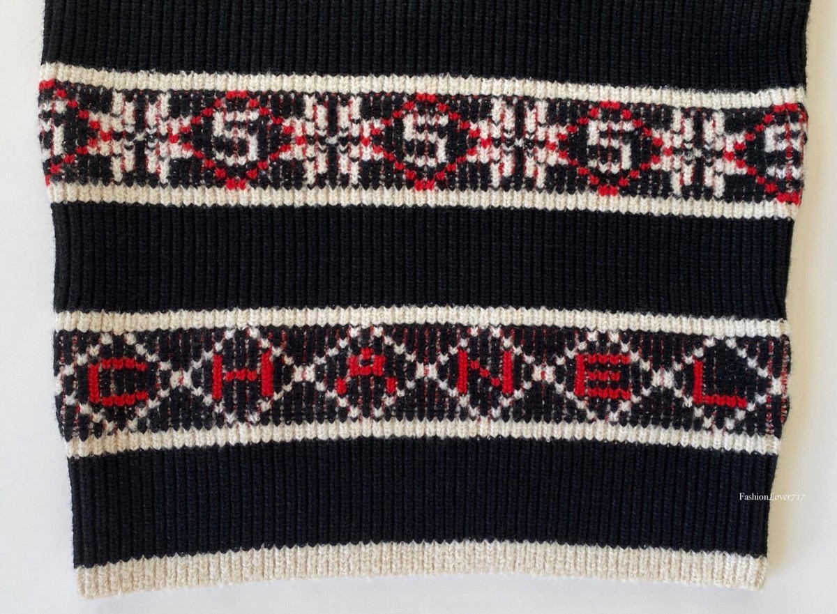 NWT CHANEL 19K RUNWAY BLACK ECRU RED CASHMERE KNIT SKIRT 36 | eBay