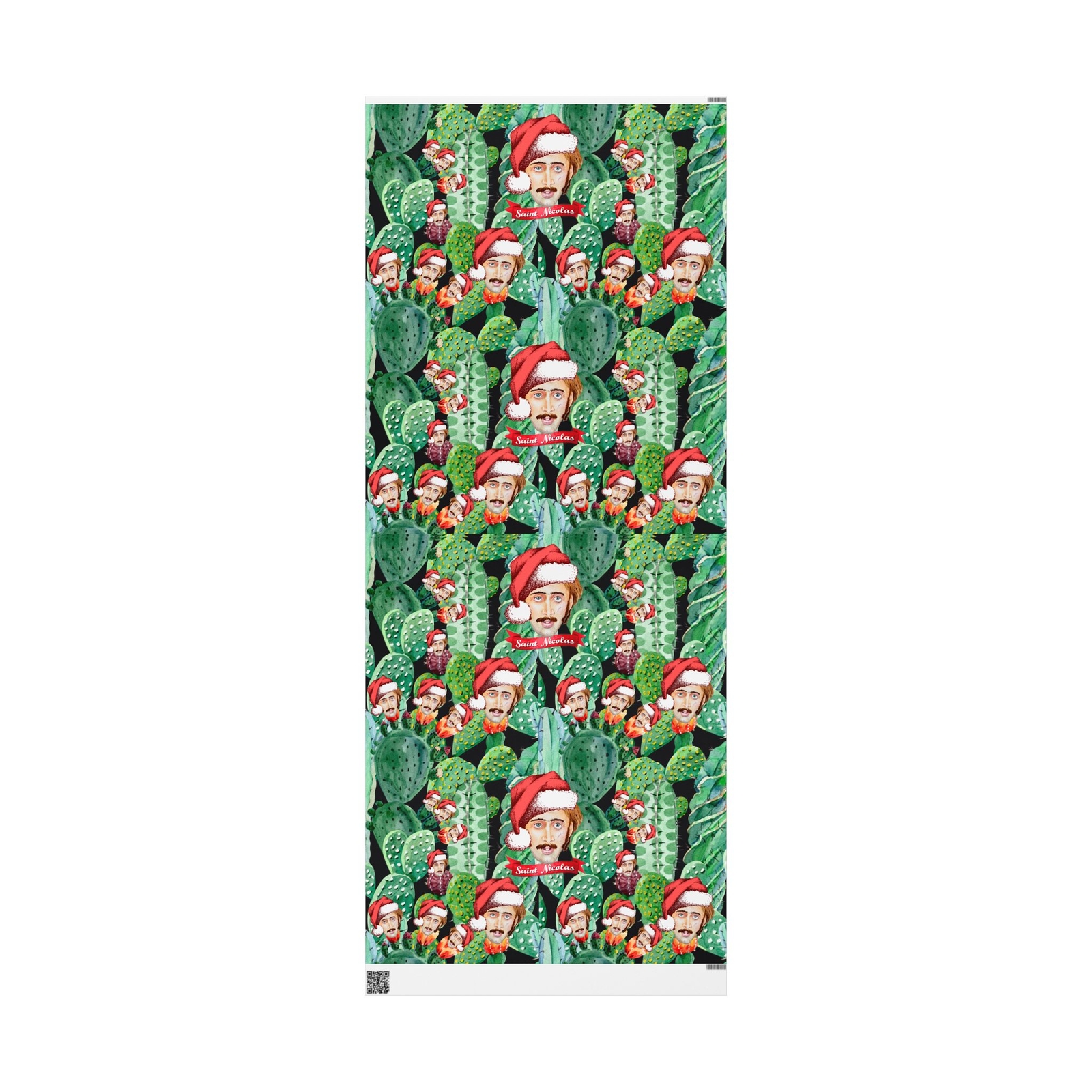 Saint Nicolas Cage Raising Arizona Cactus Trip Nic Cage Santa Wrapping Paper 