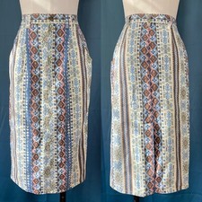 Vintage 80s Aztec Southwestern Printed Denim High Waisted Midi Skirt