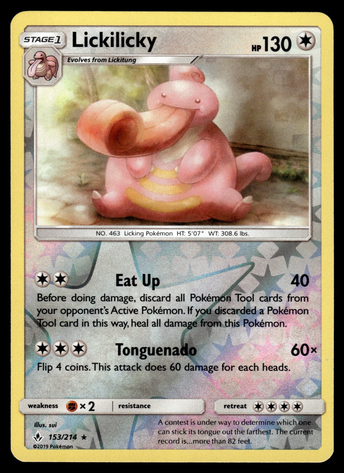 Lickilicky 153/214 Reverse Holo Unbroken Bonds Pokemon Card