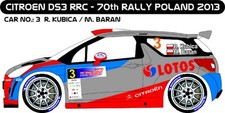 DECALS 1/43 CITROEN DS3 RRC - #3 - KUBICA - RALLY POLAND 2013 - MFZ D43253