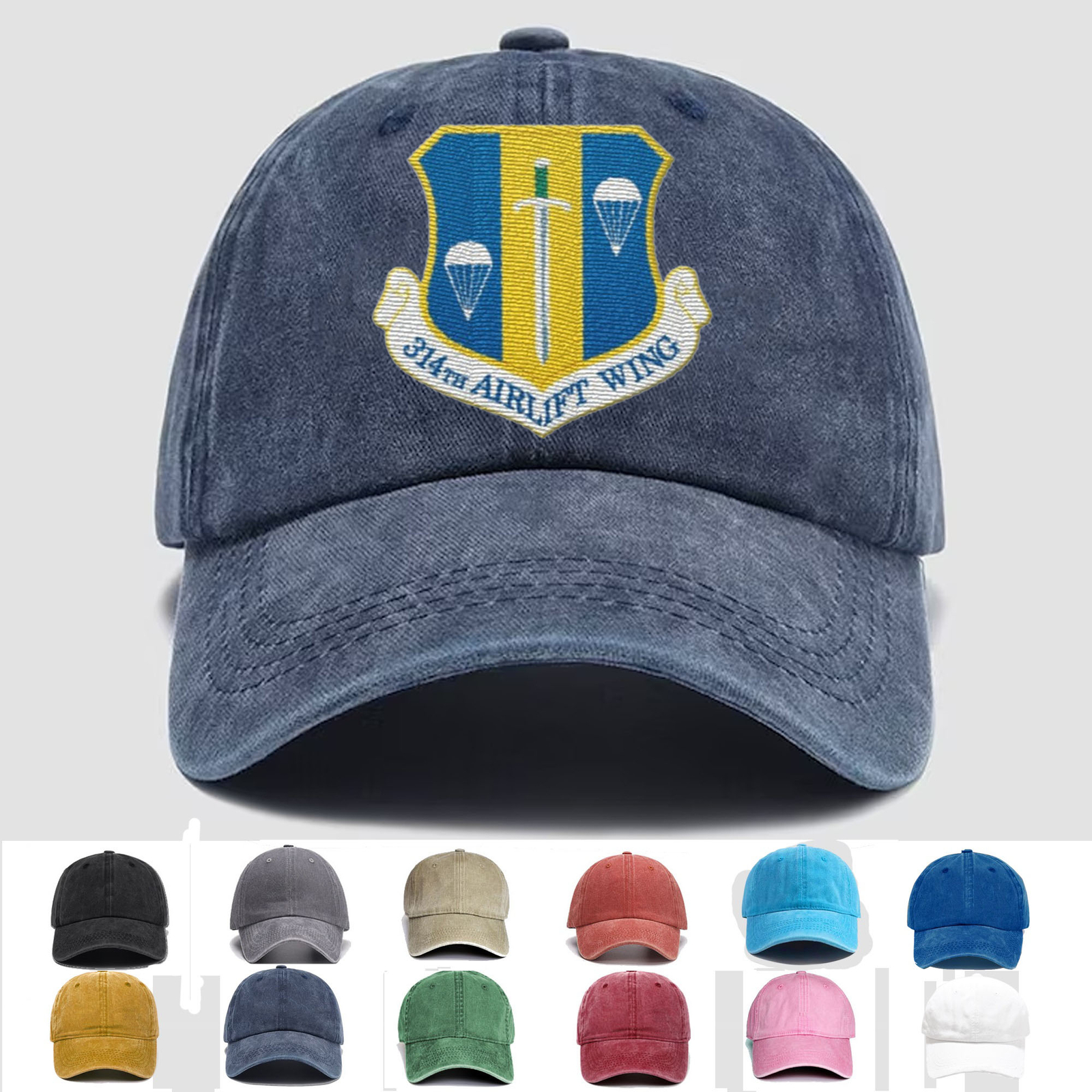 Custom Personalization Embroidered Hat 314th Airlift Wing, Veteran Cap, Gift