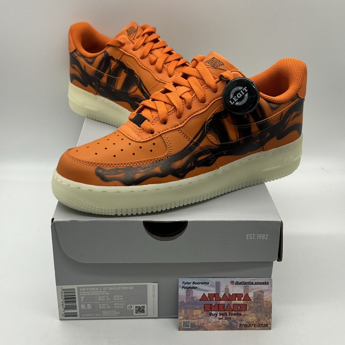 Size 7 - Nike Air Force 1 Low Orange Skeleton for sale online | eBay