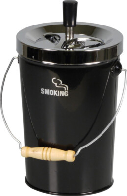 Ausstellungstück XXL Drehascher Aschenbecher Smoking schwarz-chrom
