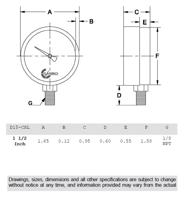 1-1/2" Vacuum Gauge - Chrome Plated Steel Case, 1/8"NPT, Lower Mnt. -30 inHg/0 - Image 4 of 4
