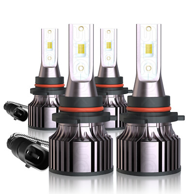 For Nissan Titan 2003-2014 LED Headlight 4 Bulbs White High/Low Beam 9005 9006