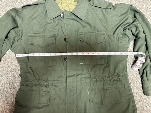 Vintage WW2 Field Jacket WWII 40s Lined M-1943 M-43 M43 Herringbone Twill HBT - Picture 6 of 9