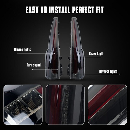 Luces traseras LED ahumadas izquierda+derecha luces de señal de freno traseras para GMC Yukon 2015-2020 - Imagen 5 de 9