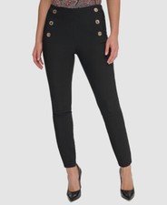 Tommy Hilfiger Women's Black High Rise Button Skinny Pants Size 6