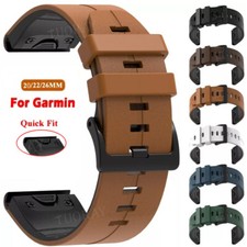 Quick Fit Leather Band Strap For Garmin Fenix 5 5X 6 6X Pro 7 7X Solar 7S 6S 5S