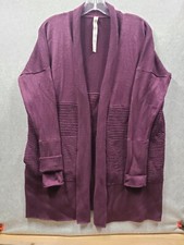 Lululemon Sit In Lotus Wrap Plum Merino Wool Cardigan Sweater Size 6 EUC