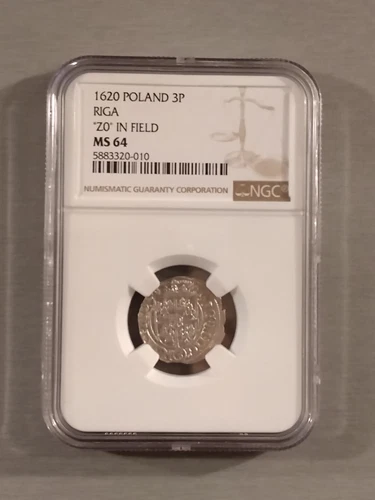 Poland-Livonia-1620-3 polker-mint Riga-"ZO" in field-NGC  MS64-scarce-rarity R3