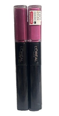 2x L'Oreal Paris Infallible Pro Last 2 Step Lipstick, Lilac #105 & #215 Raisin
