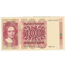 [#392874] Geldschein, Norwegen, 100 Kroner, 1987, KM:43c, SS+