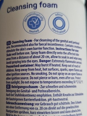 Skin Cleansing Foam   Quick & Gentle No-Rinse Genital & Perineal Cleanser for...