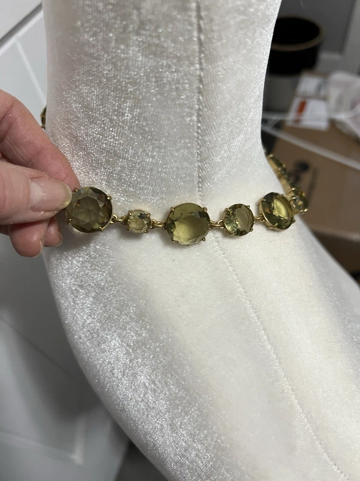 Vintage J. Collar Crew Grueso Declaración Piedras Verdes Foto 3 de 4