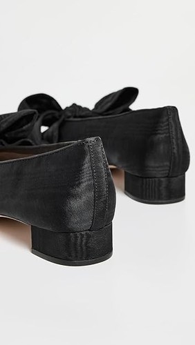 LOEFFLER RANDALL Noa Moiré Bow Flats 8B Black Fabric Pointed Toe 38.5 NEW RARE - Picture 6 of 16