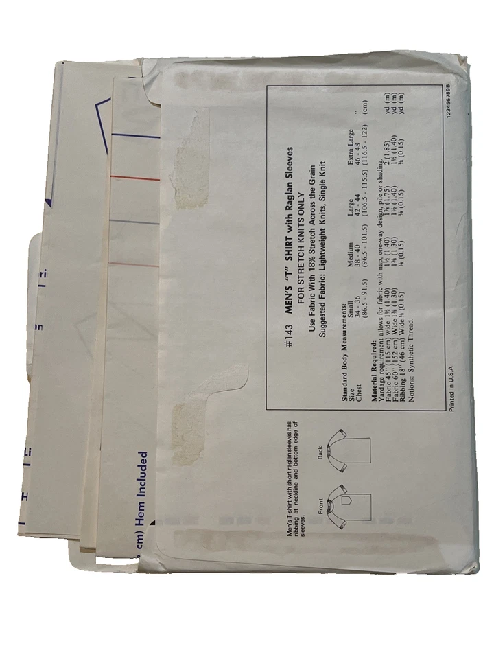 143 Vintage Kwik Sew SEWING Pattern Mens T Shirts Raglan Sleeves UNCUT S - XL - Image 2 of 2
